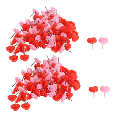 100 KOM Heart Push Pins, crvene pribadače za oglasne ploče, ružičaste slatke zidne pribadače, ukrasne za dom i ured od plutene ploče