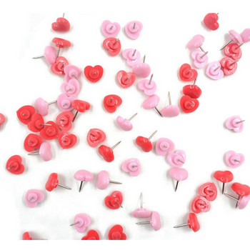 Σχήμα καρδιάς 100 τμχ Πλαστική Πίνακας Φελλού Ποιότητας Ασφαλείας Χρωματιστές Πινέζες Πινέζες Σχολικά Αξεσουάρ Γραφείου Ροζ