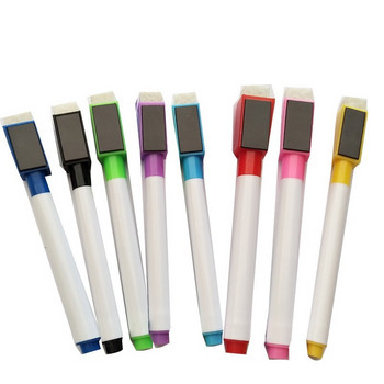 8 бр. \\ комплект изтриваеми цветни черни химикалки за бяла дъска, маркери, магнетизъм и четка Канцеларски материали за офис училище