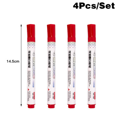 4 db/szett törölhető tábla jelölő toll nagy kapacitású, ismételt kitöltés Egyszerűen törölhető színes tábla toll iskolai kellék