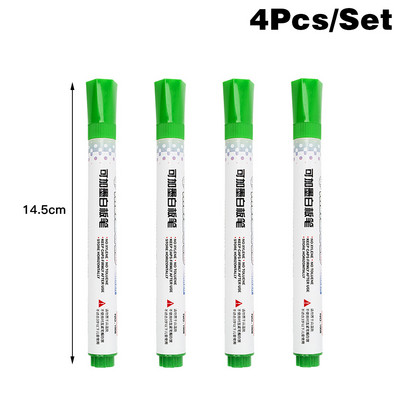 4 db/szett törölhető tábla jelölő toll nagy kapacitású, ismételt kitöltés Egyszerűen törölhető színes tábla toll iskolai kellék