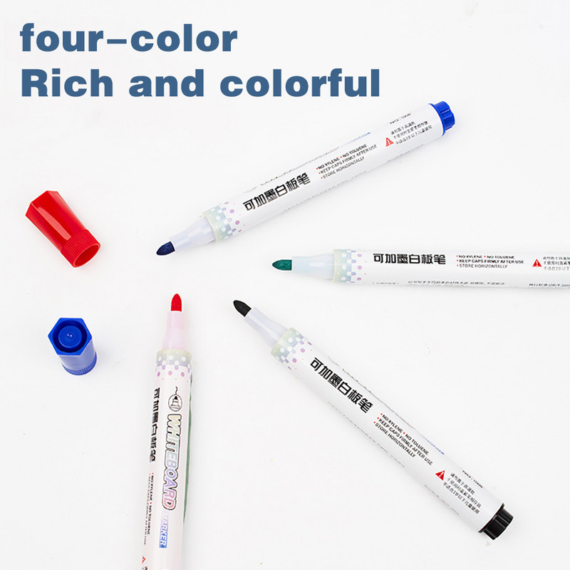 4 db/szett törölhető tábla jelölő toll nagy kapacitású, ismételt kitöltés Egyszerűen törölhető színes tábla toll iskolai kellék