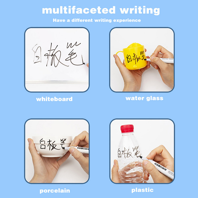 4 db/szett törölhető tábla jelölő toll nagy kapacitású, ismételt kitöltés Egyszerűen törölhető színes tábla toll iskolai kellék