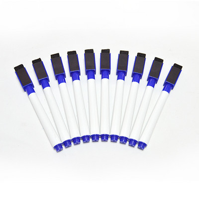 10db/tétel piros kék fekete Iskolai tantermi tábla toll száraz fehér tábla markerek beépített radír Diák gyerek rajztoll