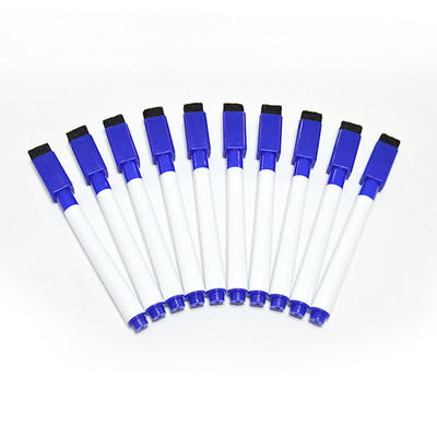 10db/tétel piros kék fekete Iskolai tantermi tábla toll száraz fehér tábla markerek beépített radír Diák gyerek rajztoll