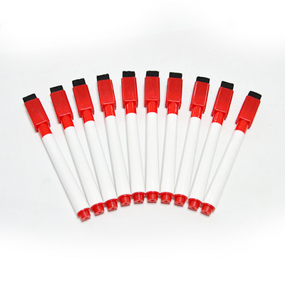 10db/tétel piros kék fekete Iskolai tantermi tábla toll száraz fehér tábla markerek beépített radír Diák gyerek rajztoll