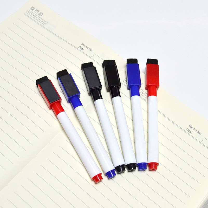 10db/tétel piros kék fekete Iskolai tantermi tábla toll száraz fehér tábla markerek beépített radír Diák gyerek rajztoll