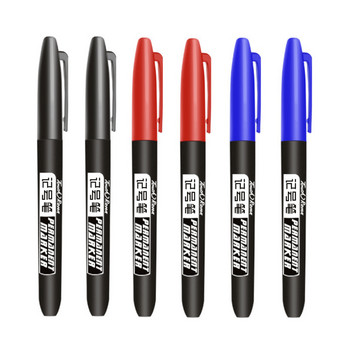 6 бр./компл. 1,5 мм маслен перманентен маркер, водоустойчив черно/синьо/червено мастило, химикалки с писец, ученически пособия, канцеларски материали