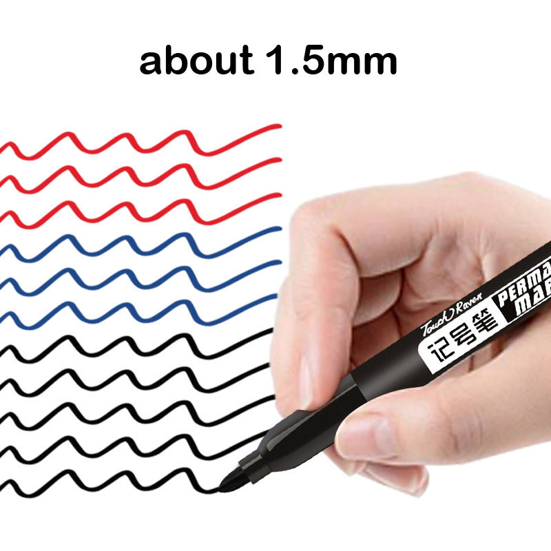 6 kom/set 1,5 mm masne trajne flomastere vodootporne crne/plave/crvene tinte flomasteri s perom Školski pribor Pribor