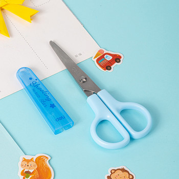 Deli Безопасна мини ножица от неръждаема стомана Домашни шивашки преносими малки ножици Училищни канцеларски принадлежности Детски инструмент за рязане на хартия