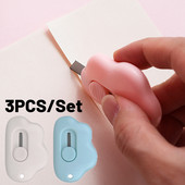 3Pcs Kawaii Mini Clouds Slatka studentska omotnica za raspakiranje s rezačem papira Omatanje rezačem Oštrica koja se može puniti Otvarač kutije za papir