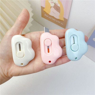 3Pcs Kawaii Mini Clouds Slatka studentska omotnica za raspakiranje s rezačem papira Omatanje rezačem Oštrica koja se može puniti Otvarač kutije za papir