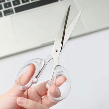 12 см 14 см 16 см 19 см Прозрачна ножица от неръждаема стомана Инструмент за рязане на хартия, офис, училище, ножица за канцеларски материали