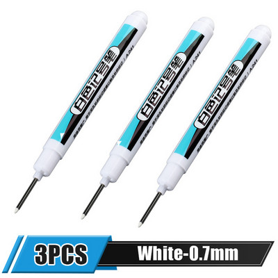 3 vnt. baltos spalvos nuolatinių dažų rašiklio rinkinys, skirtas medienai uolienai, plastikui, odai, stiklui, akmeniui, metalui drobei, keraminiam giliųjų skylių žymekliui 0,7/1,0/2,5 mm