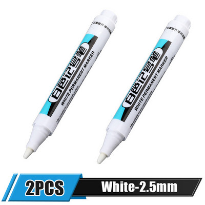 3 vnt. baltos spalvos nuolatinių dažų rašiklio rinkinys, skirtas medienai uolienai, plastikui, odai, stiklui, akmeniui, metalui drobei, keraminiam giliųjų skylių žymekliui 0,7/1,0/2,5 mm