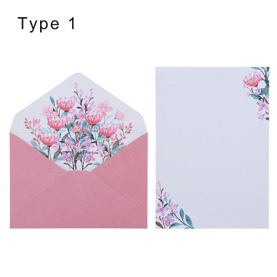 6 ks Potlačená kvetinová sada Obálka Kawaii Papiernictvo Svadobné blahoželanie Obálka Pozvánka List Papier Kancelárske školské potreby