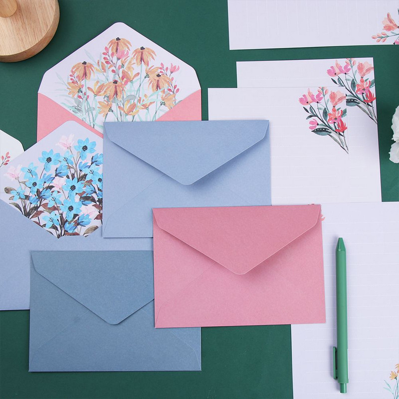 6 ks Potlačená kvetinová sada Obálka Kawaii Papiernictvo Svadobné blahoželanie Obálka Pozvánka List Papier Kancelárske školské potreby
