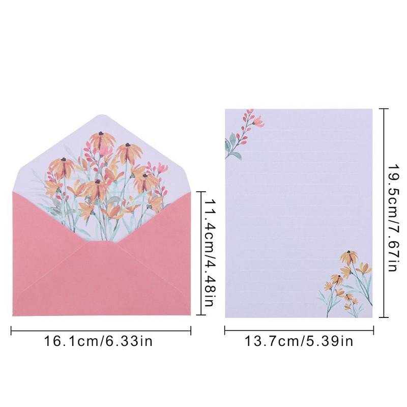 6 ks Potlačená kvetinová sada Obálka Kawaii Papiernictvo Svadobné blahoželanie Obálka Pozvánka List Papier Kancelárske školské potreby