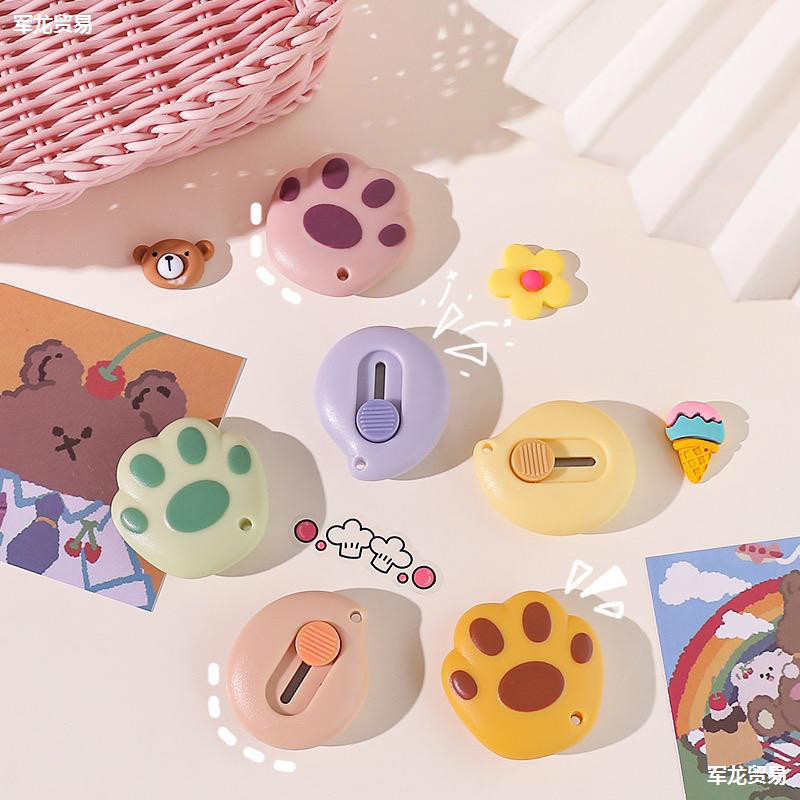 YUSHEN Cat Paw Knife Papeleria džepni nož za pisaći pribor Slatki sklopivi nož Rezač za kutije Pretty Utility Knife Cutter Paper