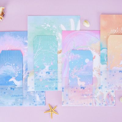 3 omotnice+6 papirnatih pisama Kawaii Jelen šuma Zaglavlje pisma Kreativni pribor Uredski školski pribor Dječja omotnica Vjenčanje