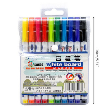Στυλό μαρκαδόρου λευκού πίνακα με δυνατότητα διαγραφής 10 χρωμάτων Μη τοξική πινακίδα Στυλό σχεδίασης με μύτη με λεπτή μύτη Σχολικά είδη γραφείου Dropship