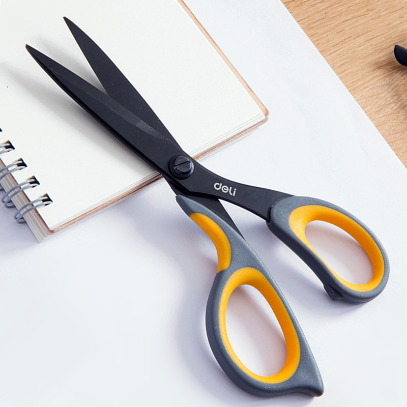 Deli 170mm melnas nerūsējošā tērauda šķēres mājas drēbnieku šķēres virtuves nazis biroja skolas piederumi kancelejas preces papīra griezēja rīks