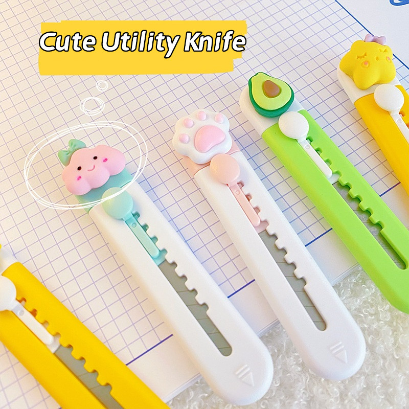 1kom simpatičnog pomoćnog noža s crtanim filmovima, prijenosni rezač papira u boji Fruit Star, otvarač za pisaći pribor za pakiranje ekspresne kutije A7120