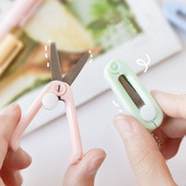 Mini farebné skladacie nožnice prenosná veľkosť čepele z nehrdzavejúcej ocele bezpečný nôž na papierový denník kancelárske školy A6934