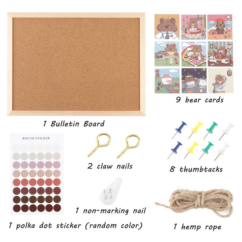 1 Σετ τοίχου 11x15 ιντσών Ξύλινος πίνακας ανακοινώσεων με πλαίσιο Υπόμνημα Vision Board for Small Home School Office Photo Wall Διακοσμητική χρήση