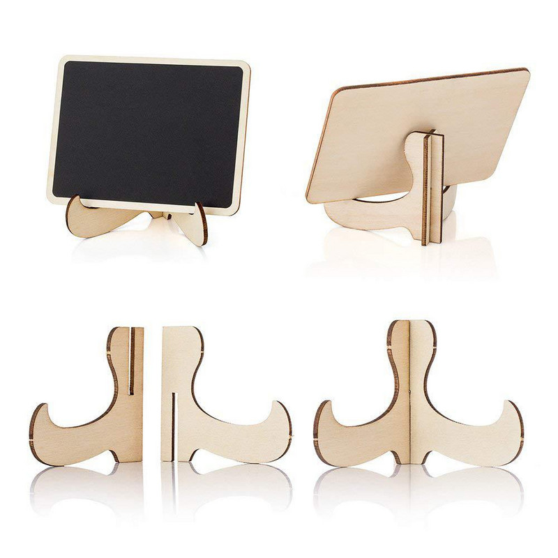 10Pcs/set Kreativna mini drvena ukrasna tabla Svadbena zabava Ploča za pisanje poruka Stolni stalak Višenamjenski ukras