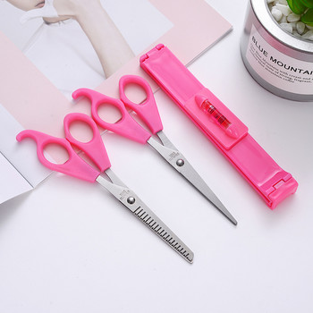 3бр. Професионални розови Направи си сам Жени Момичета Артефакт Стил Комплект Комплект Инструменти за подстригване Ножици за подрязване Бретон Слоеве Стилни ножици