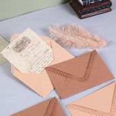 10 kom Vintage čipkane šuplje omotnice od kraft papira Kuverta za pozivnice za vjenčanje Kuverta za čestitke Kuverta za poklon 16*11,3 cm