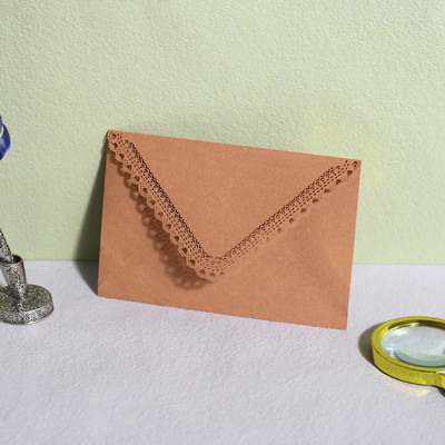 10 kom Vintage čipkane šuplje omotnice od kraft papira Kuverta za pozivnice za vjenčanje Kuverta za čestitke Kuverta za poklon 16*11,3 cm