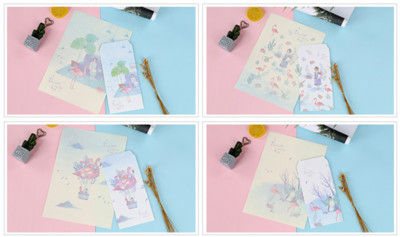 3 omotnice+6 papirnatih pisama Kawaii Flamingo Kit Kreativni pribor Školski uredski pribor Dječja omotnica Vjenčanje