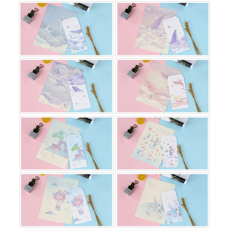 3 omotnice+6 papirnatih pisama Kawaii Flamingo Kit Kreativni pribor Školski uredski pribor Dječja omotnica Vjenčanje