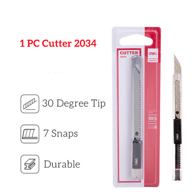 DELI Rezač papira Otvarač drvenih kutija Umjetnički nož Oštrica od 30 stupnjeva Metalni pomoćni obrtnički nož Rezač Nož za rezanje