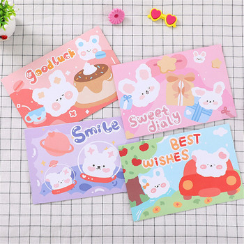 5 комплекта пликове със сладки анимационни зайци с хартия за писма Канцеларски материали за писма Писане на поздравително съобщение за рожден ден Kawaii канцеларски материали