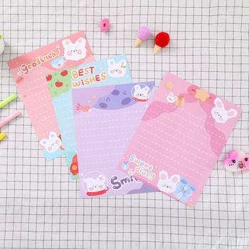 5 комплекта пликове със сладки анимационни зайци с хартия за писма Канцеларски материали за писма Писане на поздравително съобщение за рожден ден Kawaii канцеларски материали