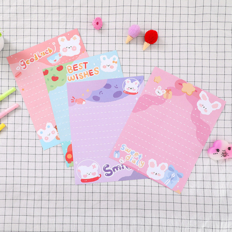 5 set de plicuri cu iepuri de desene animate drăguți cu hârtie pentru scrisori, scrisori, scrisori, mesaj de zi de naștere, papetărie Kawaii