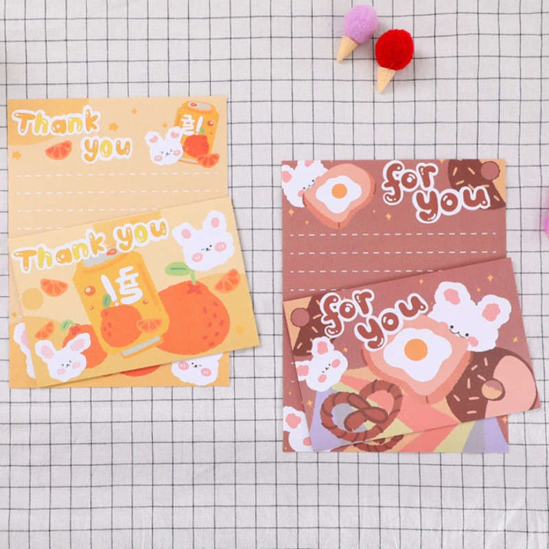 5 set de plicuri cu iepuri de desene animate drăguți cu hârtie pentru scrisori, scrisori, scrisori, mesaj de zi de naștere, papetărie Kawaii
