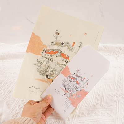 9Pcs Cartoon 3 omotnice + 6 pisama Hayao Miyazaki Spirited Away Papirnati komplet omotnica za pisma Pozivnica Papir za pisanje Pribor