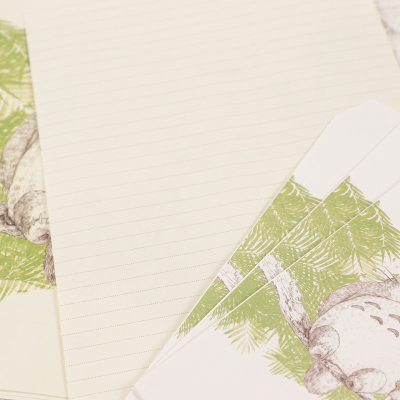 9Pcs Cartoon 3 omotnice + 6 pisama Hayao Miyazaki Spirited Away Papirnati komplet omotnica za pisma Pozivnica Papir za pisanje Pribor