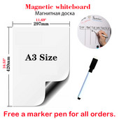 Tablă albă magnetică dimensiune A3, ștergere uscată, tablă albă moale, acasă, birou, bucătărie, tampon flexibil, autocolante pentru frigider.