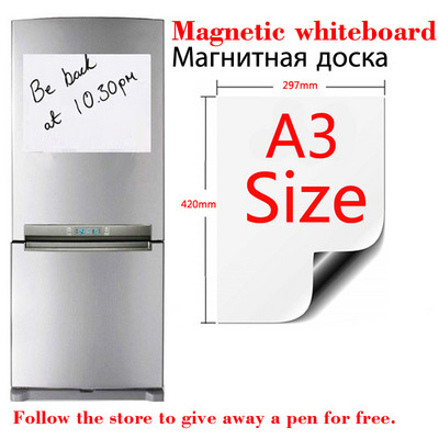 Tablă albă magnetică dimensiune A3, ștergere uscată, tablă albă moale, acasă, birou, bucătărie, tampon flexibil, autocolante pentru frigider.