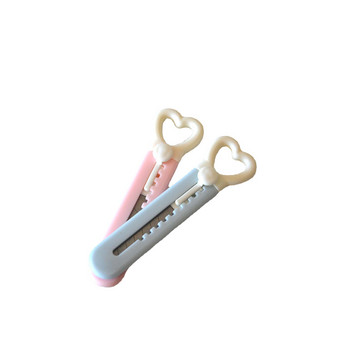 10cm Kawaii Mini Pocket Love Heart Art Utility Knife Express Box Knife Paper Cutter Craft Wrapping Refillable Blade Канцеларски материали