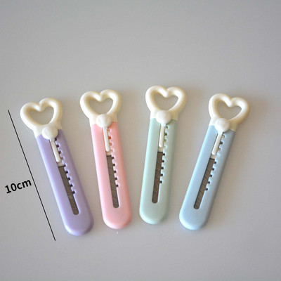 10 cm Kawaii mini tasku Love Heart Art Utility Nuga Express Box Nuga Paberilõikur Käsitöö pakkimine korduvtäidetav tera kirjatarbed