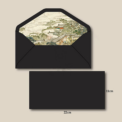 Vintage omotnica u kineskom stilu, retro Jiangnan tradicionalna slika u boji, crna omotnica za pozivnicu za poklon