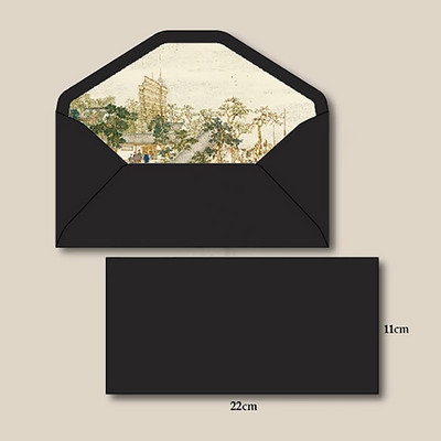 Vintage omotnica u kineskom stilu, retro Jiangnan tradicionalna slika u boji, crna omotnica za pozivnicu za poklon