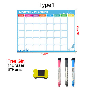 A3 Dry Erase Magnetic Monthly Weekly Planner Calendar Markers Fridge Whiteboard, Erasable Magnet Daily Memo Refrigerator Αυτοκόλλητο