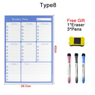 A3 Dry Erase Magnetski Mjesečni Tjedni Planer Kalendar Markeri Hladnjak Bijela Ploča, Izbrisiv Magnet Dnevni Memorandum Naljepnica Hladnjak